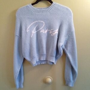 Womans 12 Beginning Boutique Blue Crew Neck Knit Sweater